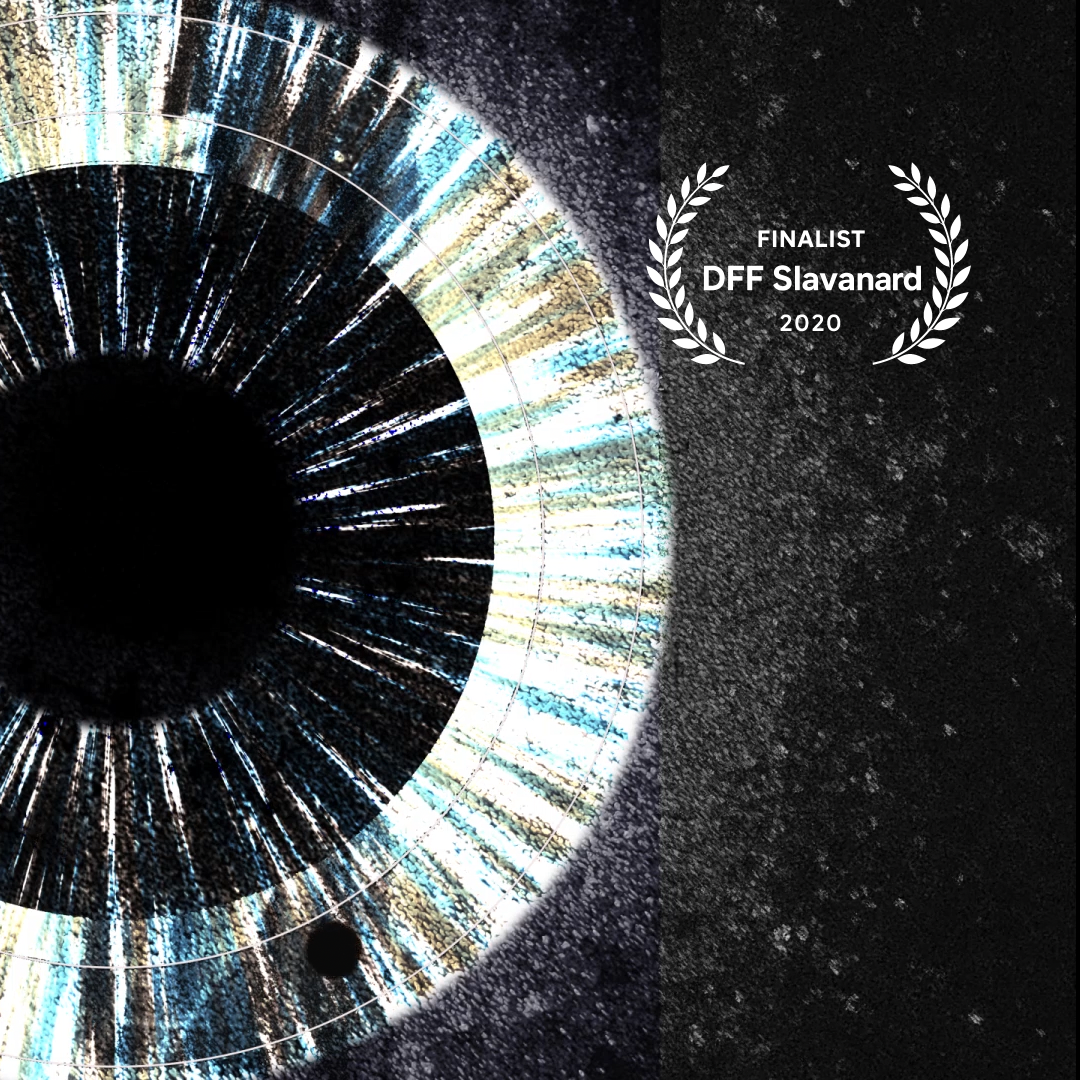 Abstract image of an eye with a radiant iris in dark tones